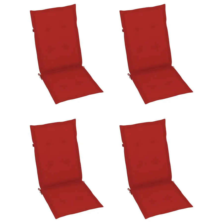 Chaises de jardin lot de 4 avec coussins rouge Bois teck massif - 6