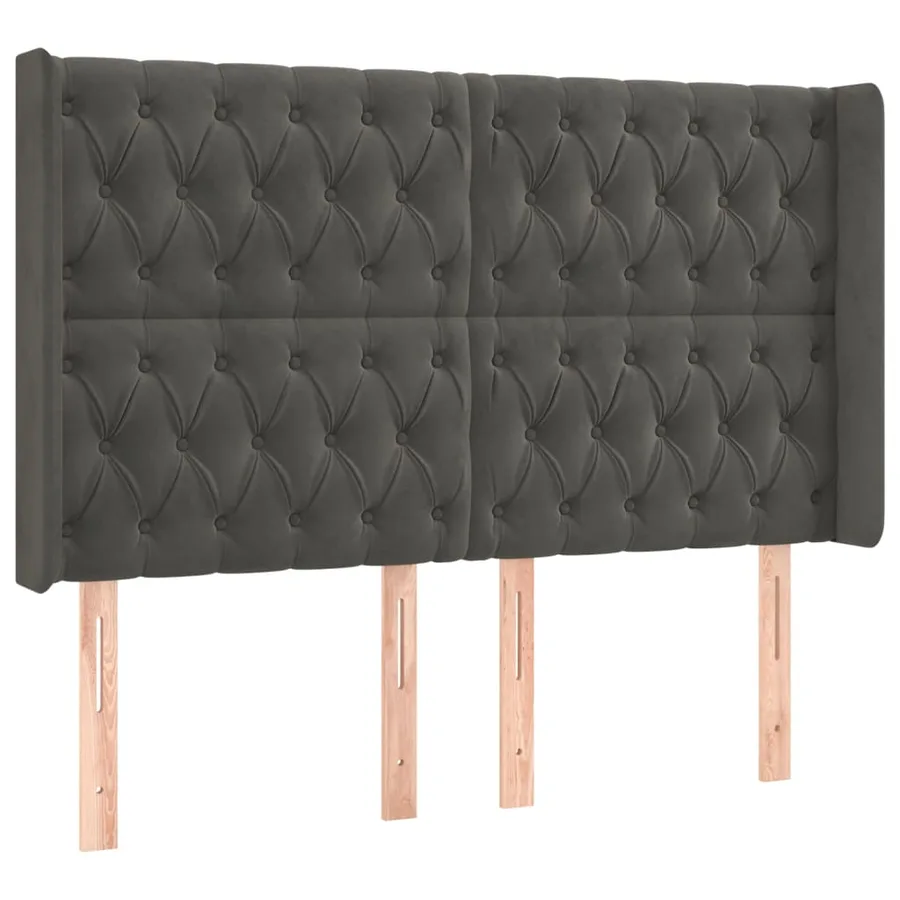 Tête de lit à LED Gris foncé 147x16x118/128 cm Velours - 3