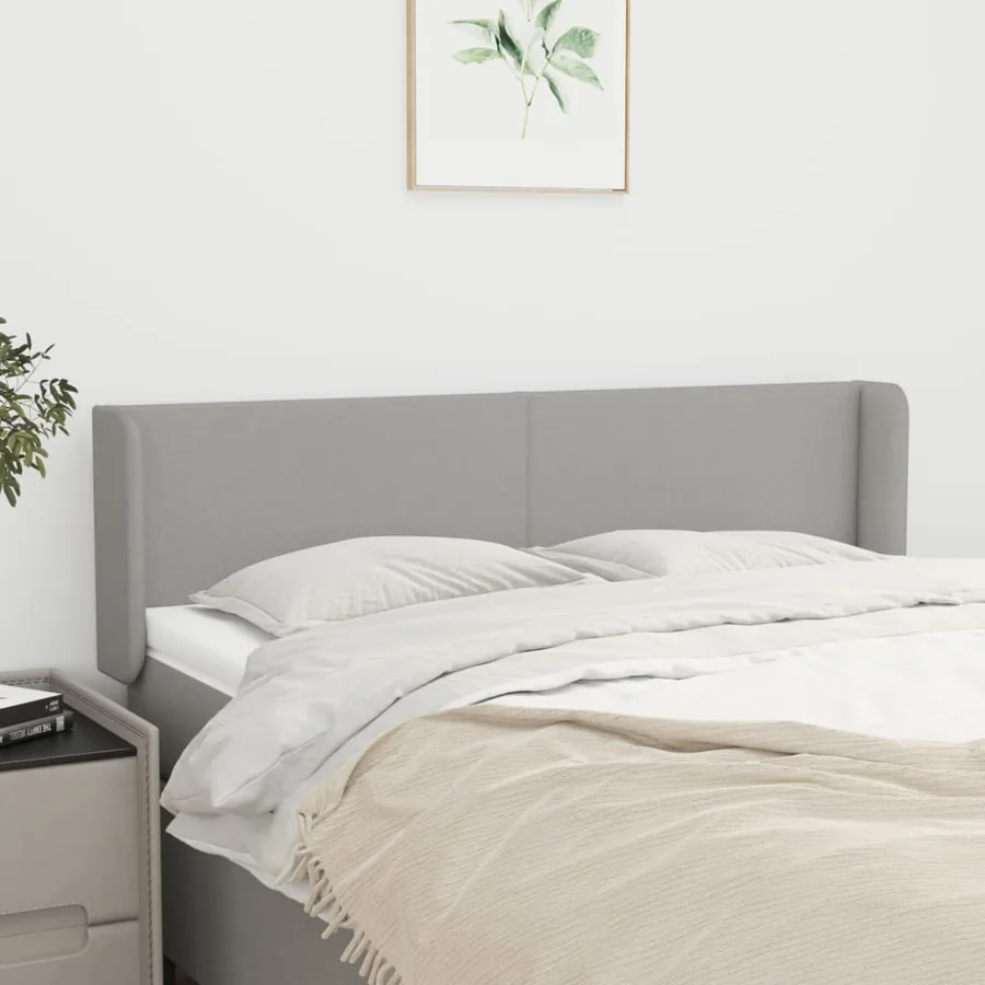 Tête de lit avec oreilles Gris clair 147x16x78/88 cm Tissu
