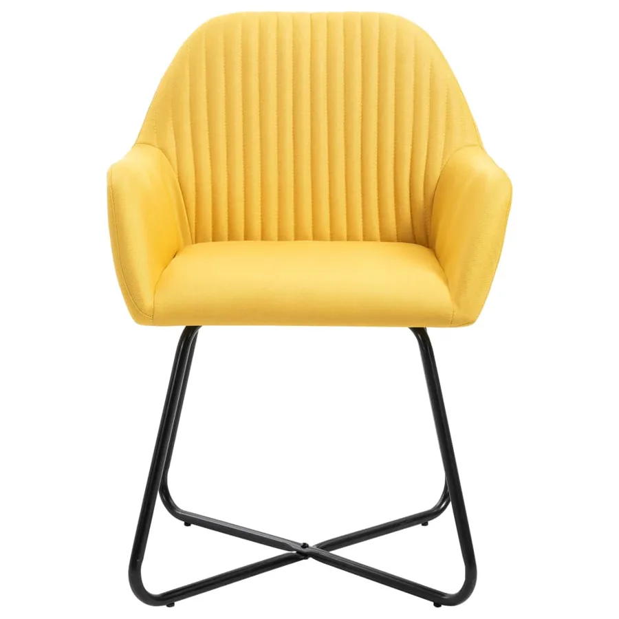 Chaises à manger lot de 6 jaune tissu - 3
