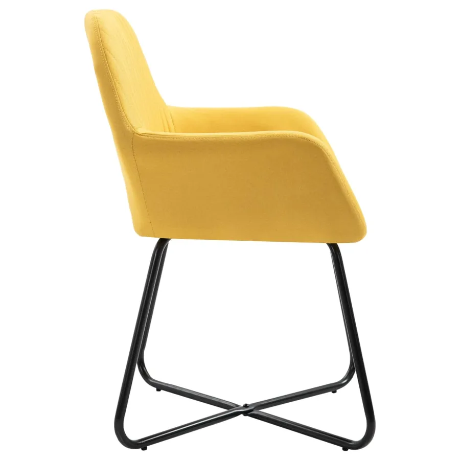 Chaises à manger lot de 6 jaune tissu - 4