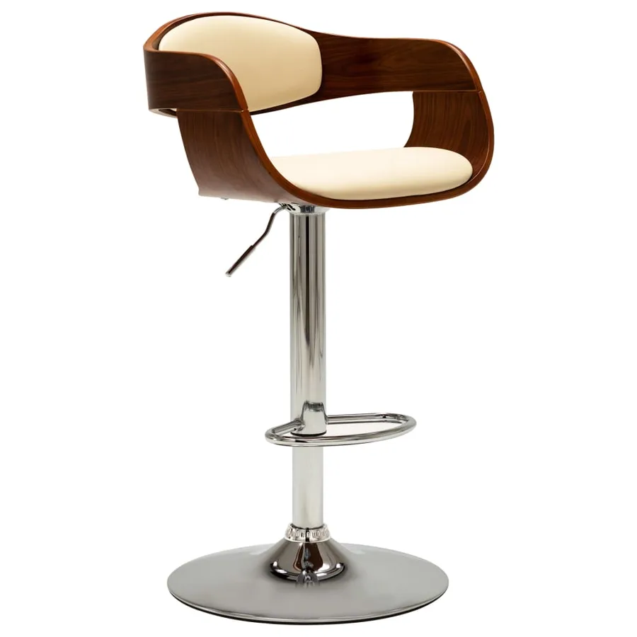 Chaises de bar lot de 2 crème bois courbé et similicuir - 3