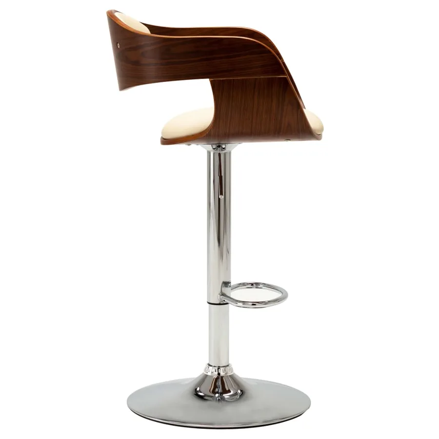 Chaises de bar lot de 2 crème bois courbé et similicuir - 4