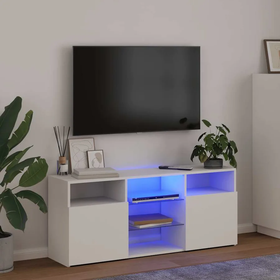 Meuble TV avec lumières LED blanc 120x30x50 cm