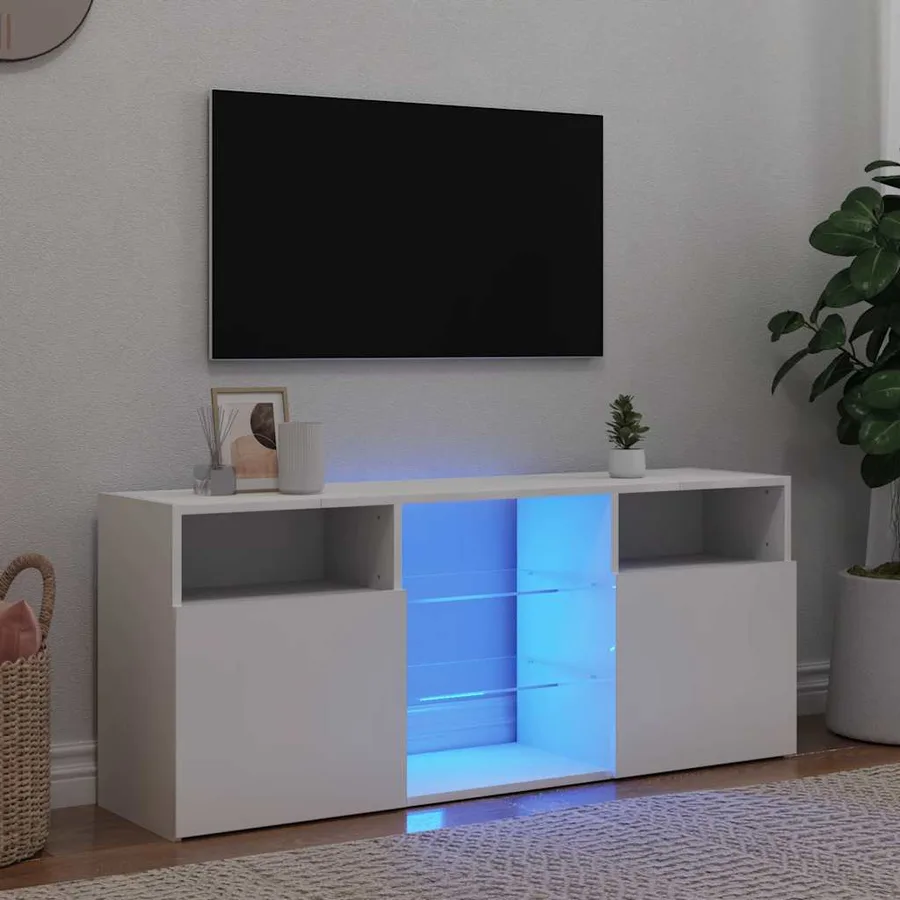 Meuble TV avec lumières LED blanc 120x30x50 cm - 5