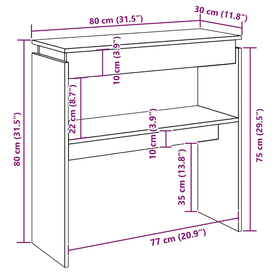 Table console Chêne fumé 80x30x80 cm Bois d'ingénierie - 6
