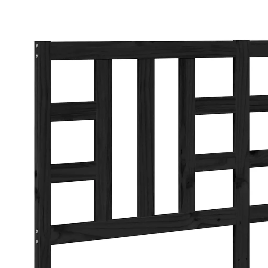 Tête de lit Noir 146x4x100 cm Bois massif de pin - 7