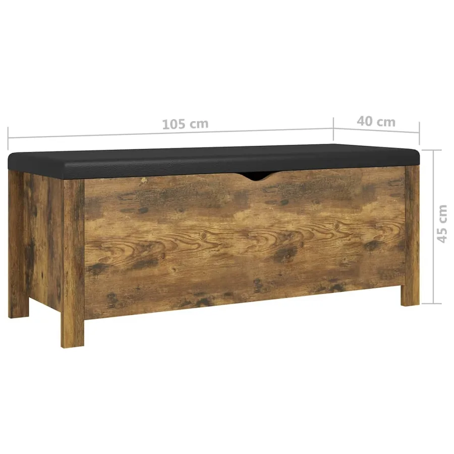 Boîte de rangement et coussin Chêne fumé 105x40x45 cm Aggloméré - 7