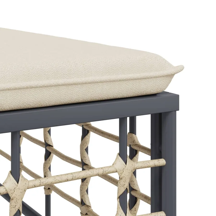 Tabouret de jardin avec coussin beige résine tressée - 5