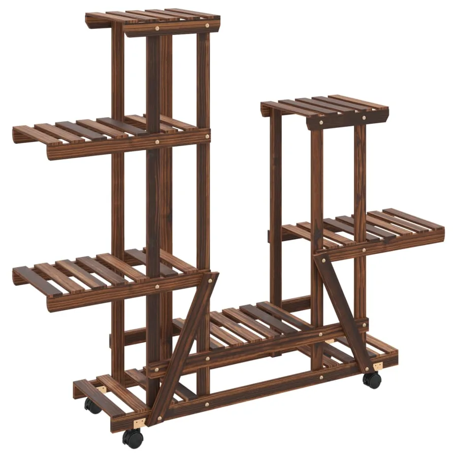 Support à fleurs avec roues 95x25x101 cm bois massif de sapin - 2