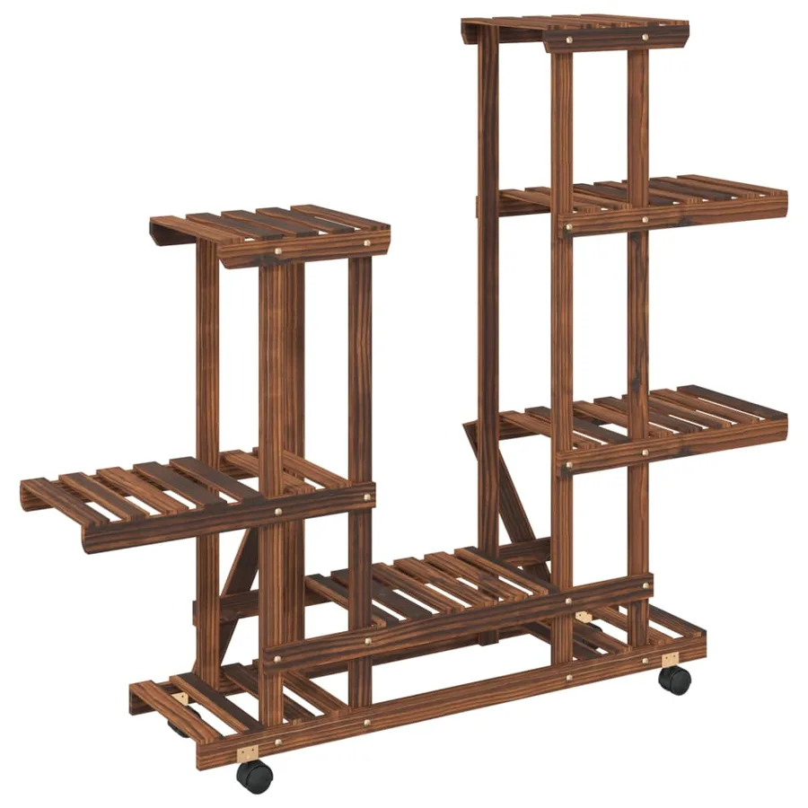 Support à fleurs avec roues 95x25x101 cm bois massif de sapin - 6