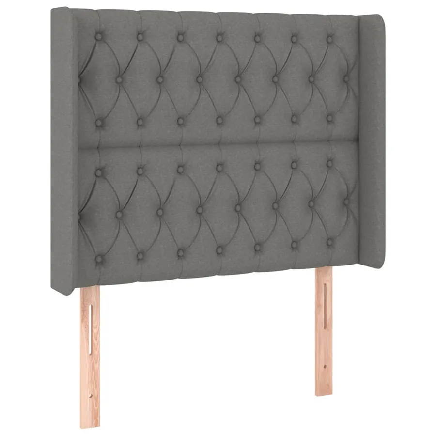Tête de lit avec oreilles Gris foncé 103x16x118/128 cm Tissu - 2