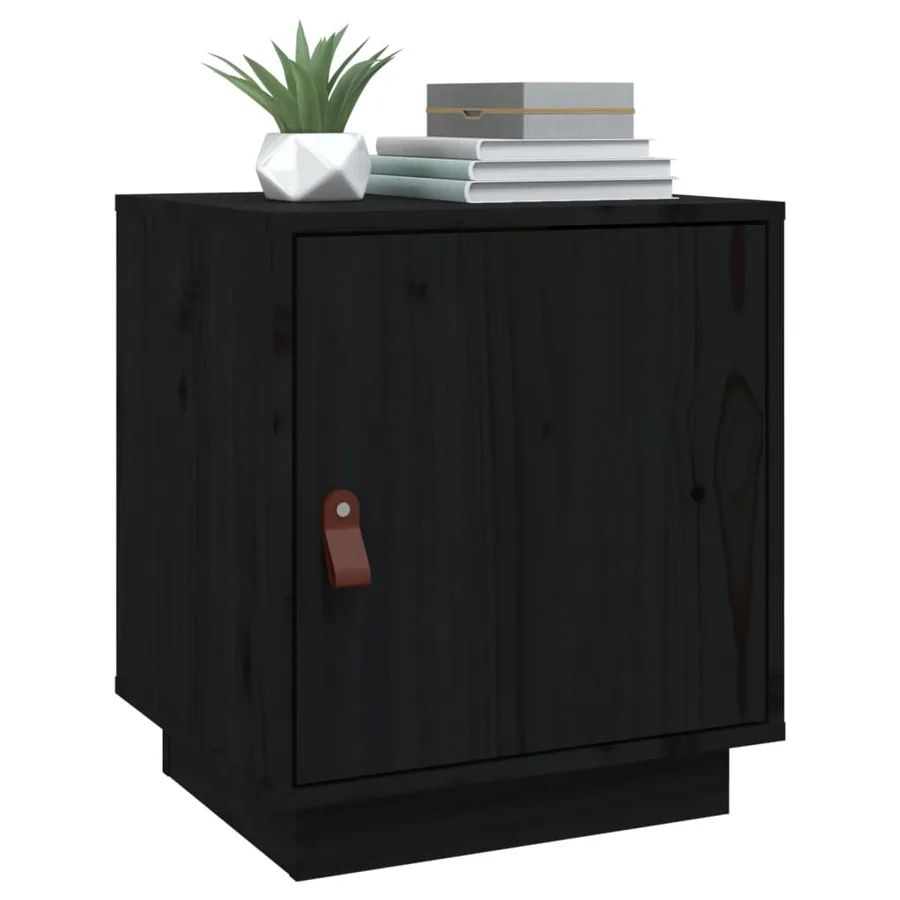 Tables de chevet 2 pcs Noir 40x34x45 cm Bois de pin massif - 4
