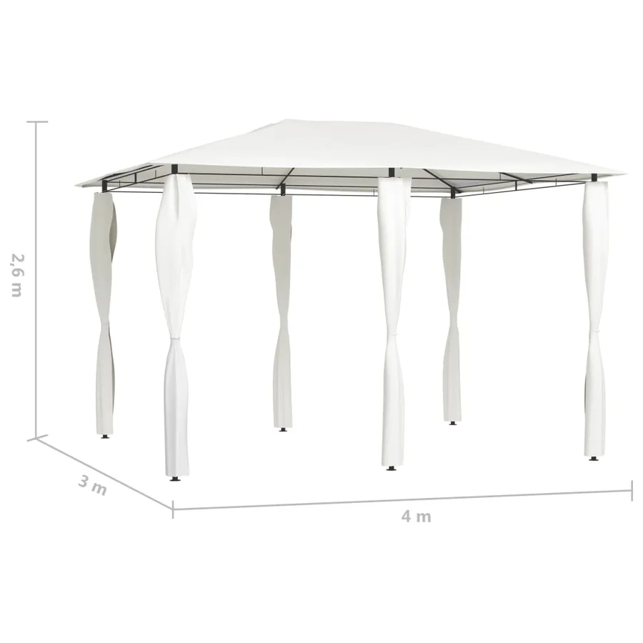 Belvédère avec revêtement de poteaux 3x4x2,6 m Crème 160 g/m² - 4