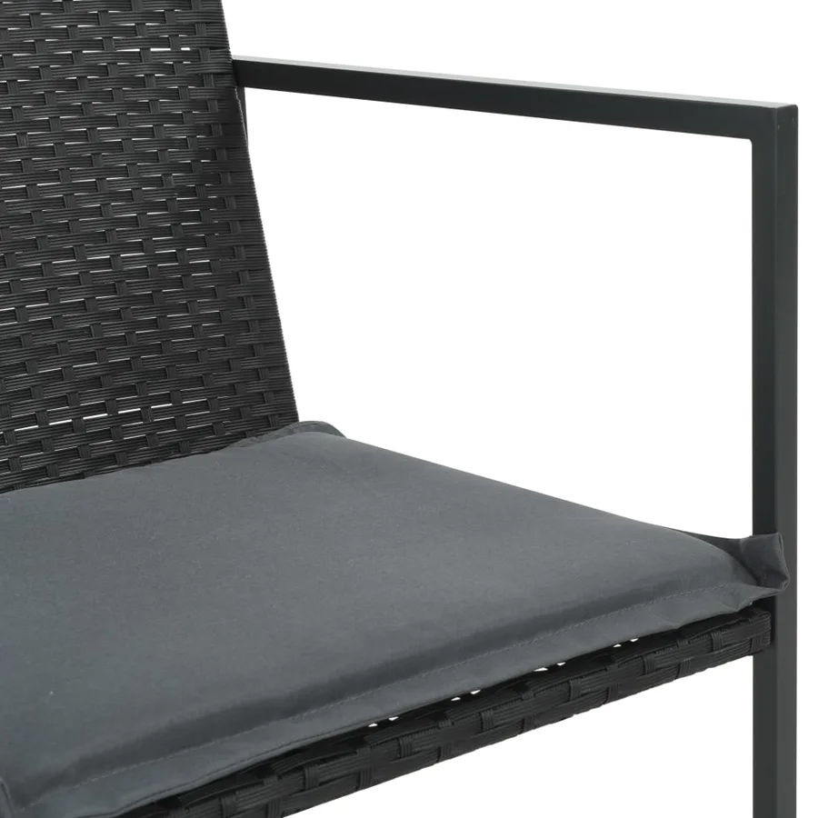 Ensemble à manger d'extérieur 7pcs coussins résine tressée noir - 4
