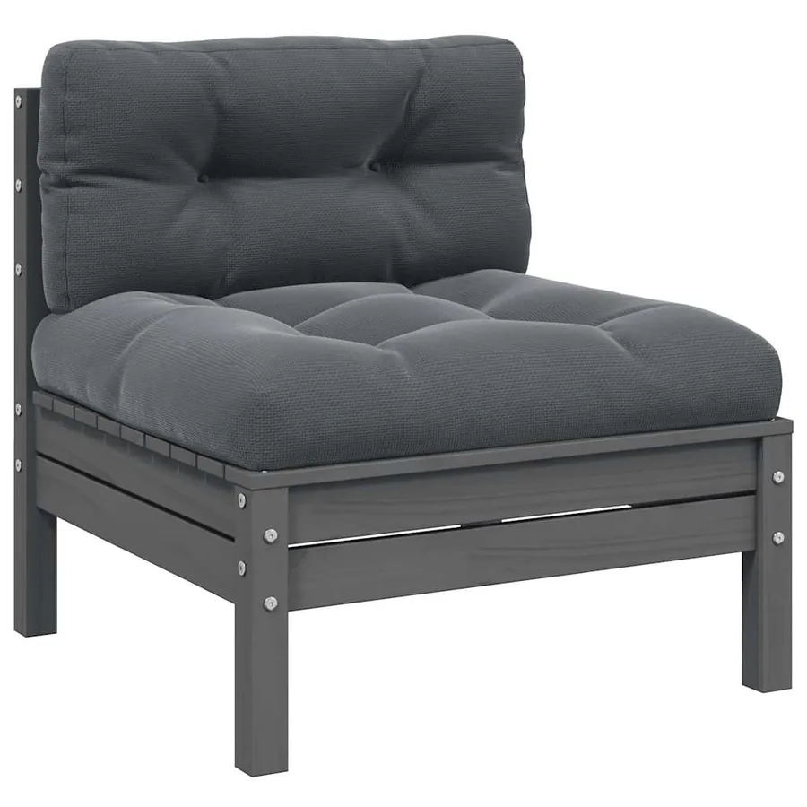 Canapé central de jardin avec coussins anthracite Gris Pin
