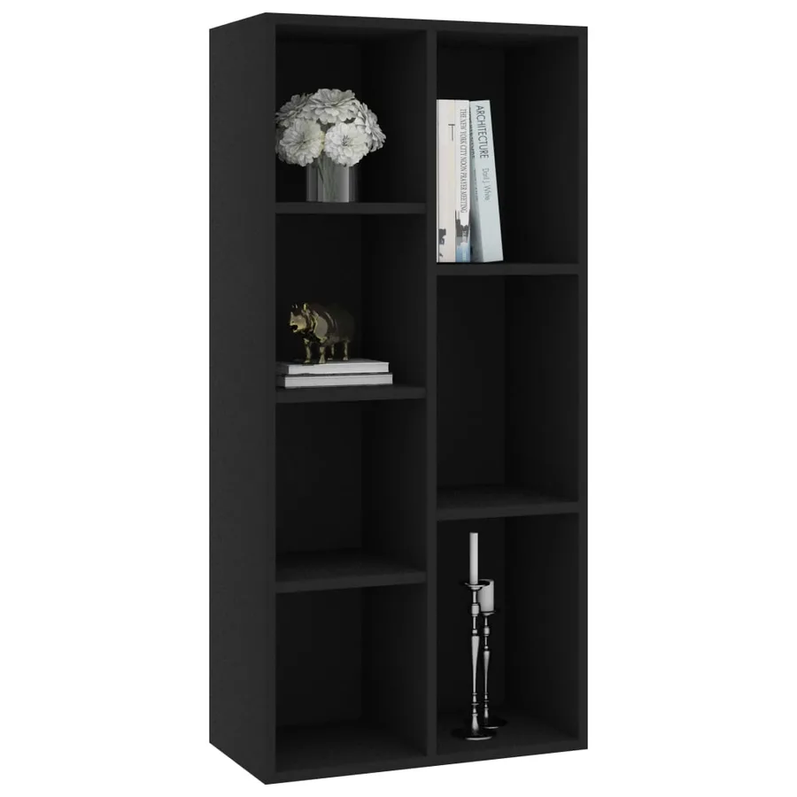 Bibliothèque Noir 50x25x106 cm Bois d'ingénierie - 3