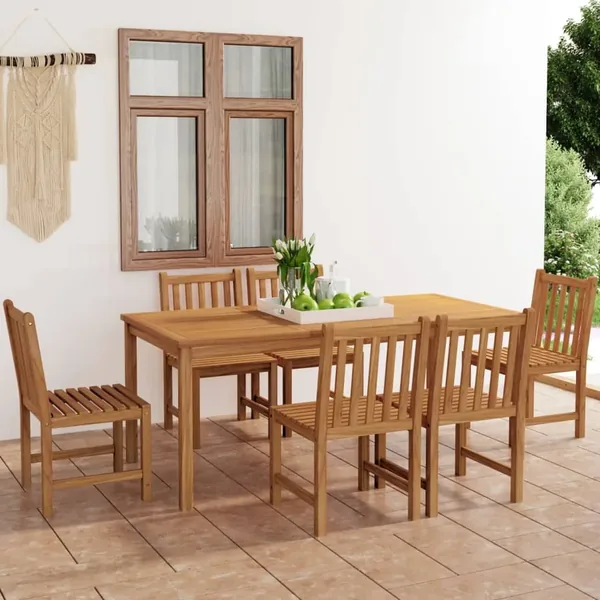 Ensemble de salle à manger de jardin 7 pièces 180 x 90 cm en bois de teck massif
