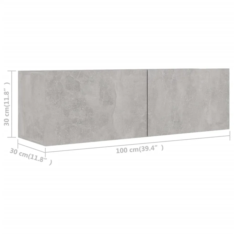Ensemble de meubles TV 2 pcs Gris béton Bois d'ingénierie - 7