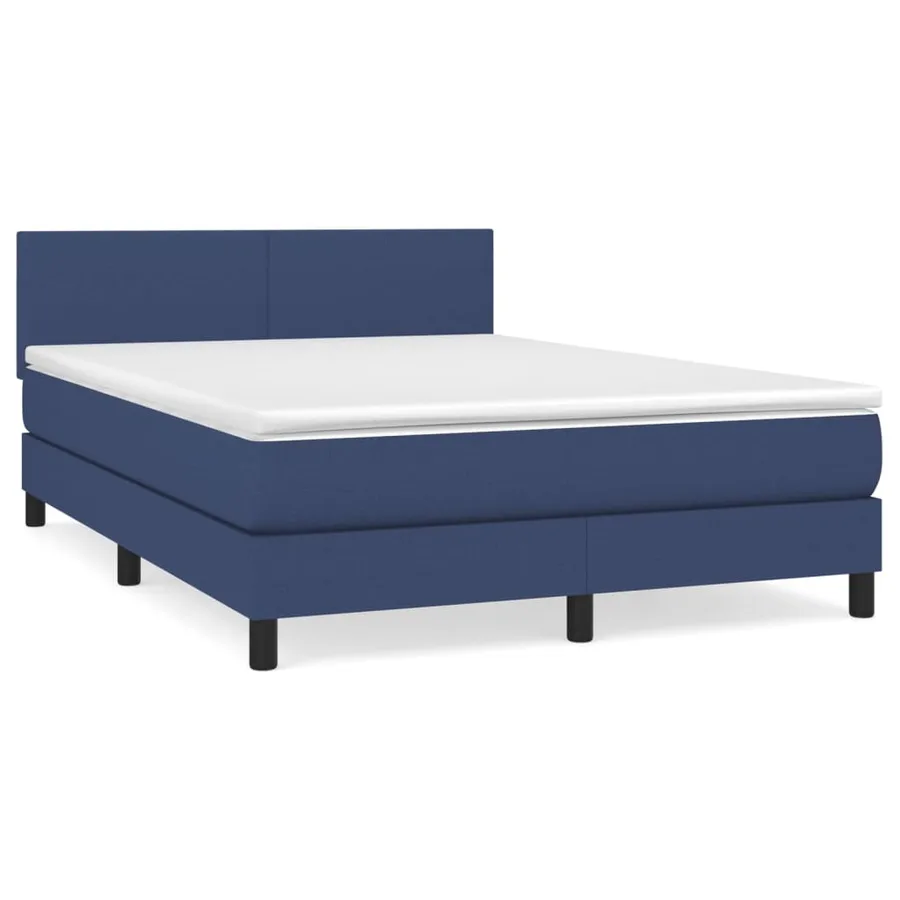 Sommier à lattes de lit avec matelas Bleu 140x190 cm Tissu - 2