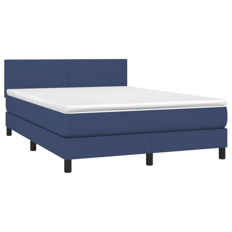 Sommier à lattes de lit avec matelas Bleu 140x190 cm Tissu - 3