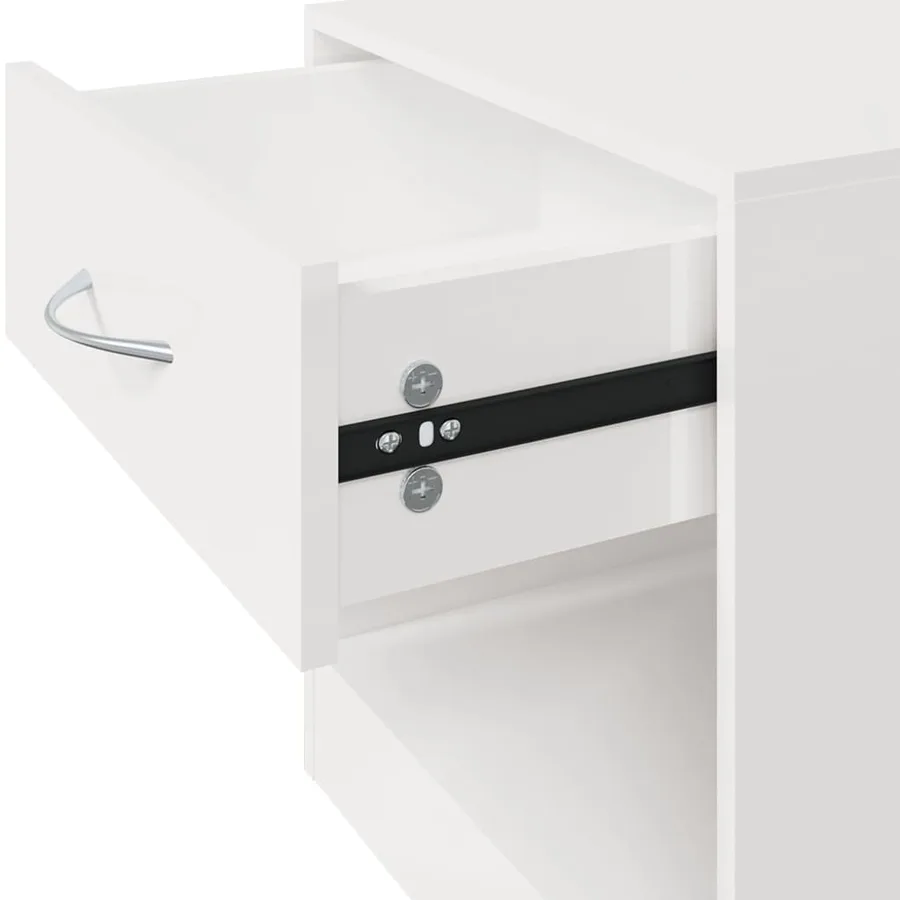 Tables de chevet 2 pcs avec tiroir Blanc brillant - 10