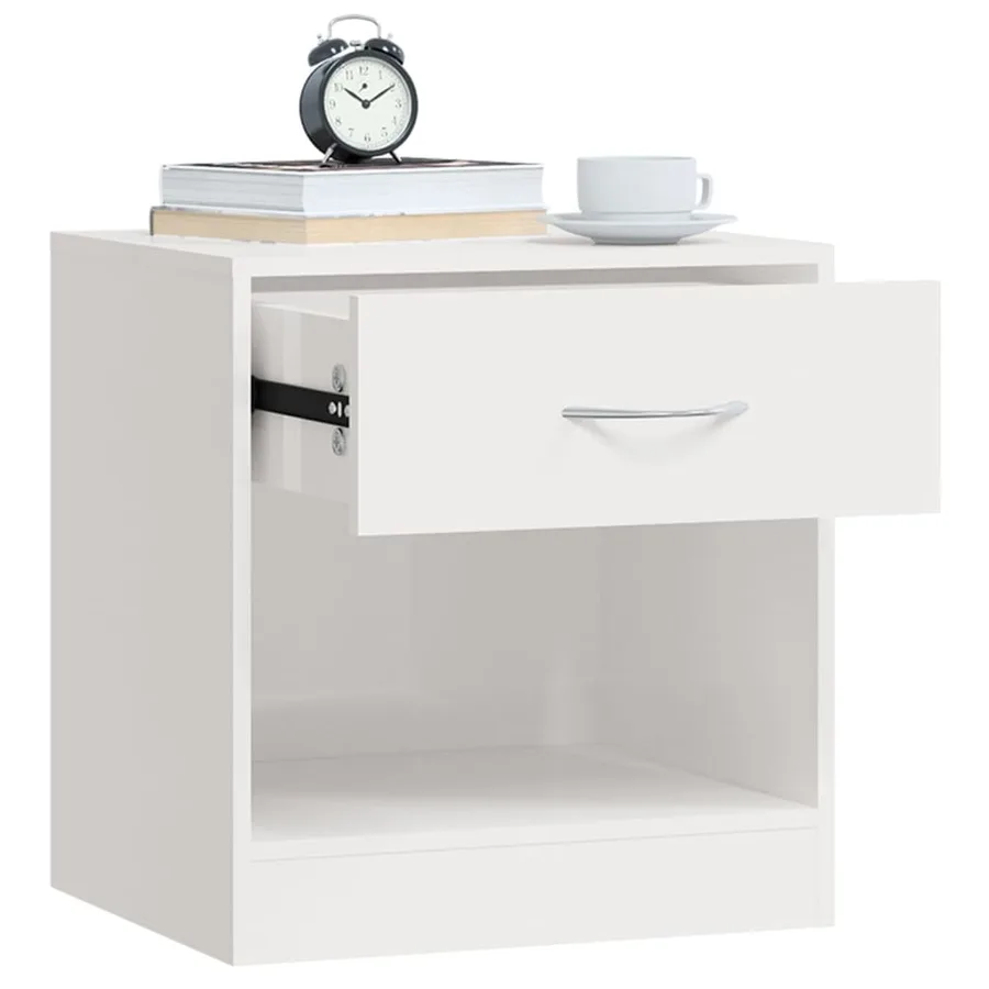 Tables de chevet 2 pcs avec tiroir Blanc brillant - 5