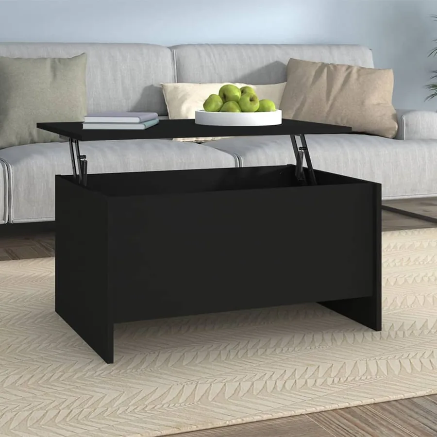 Table basse noir 80x55,5x41,5 cm bois d'ingénierie