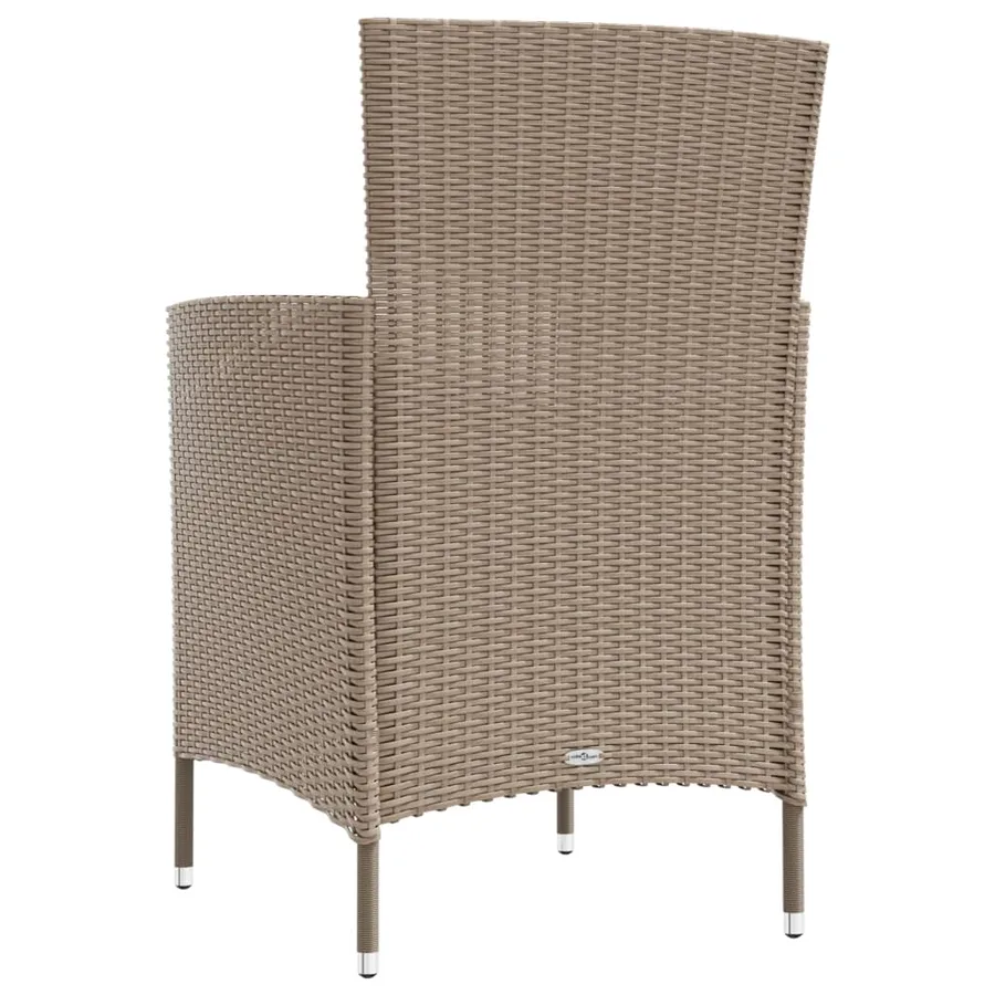Chaises de jardin avec coussins lot de 2 Résine tressée Beige - 5