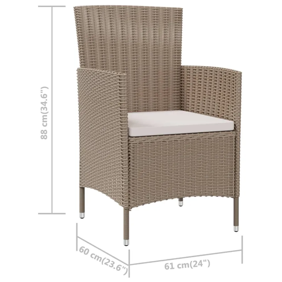 Chaises de jardin avec coussins lot de 2 Résine tressée Beige - 7