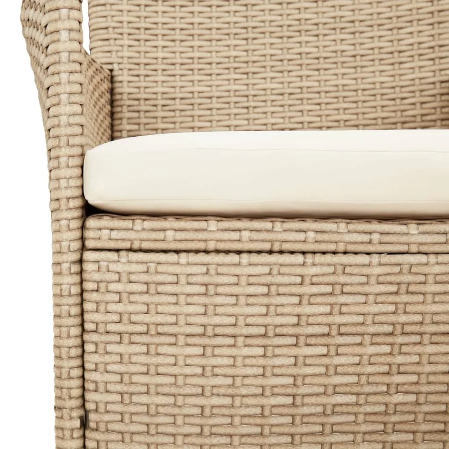 Ensemble de bistro de jardin 3 pcs coussins beige poly rotin - 7