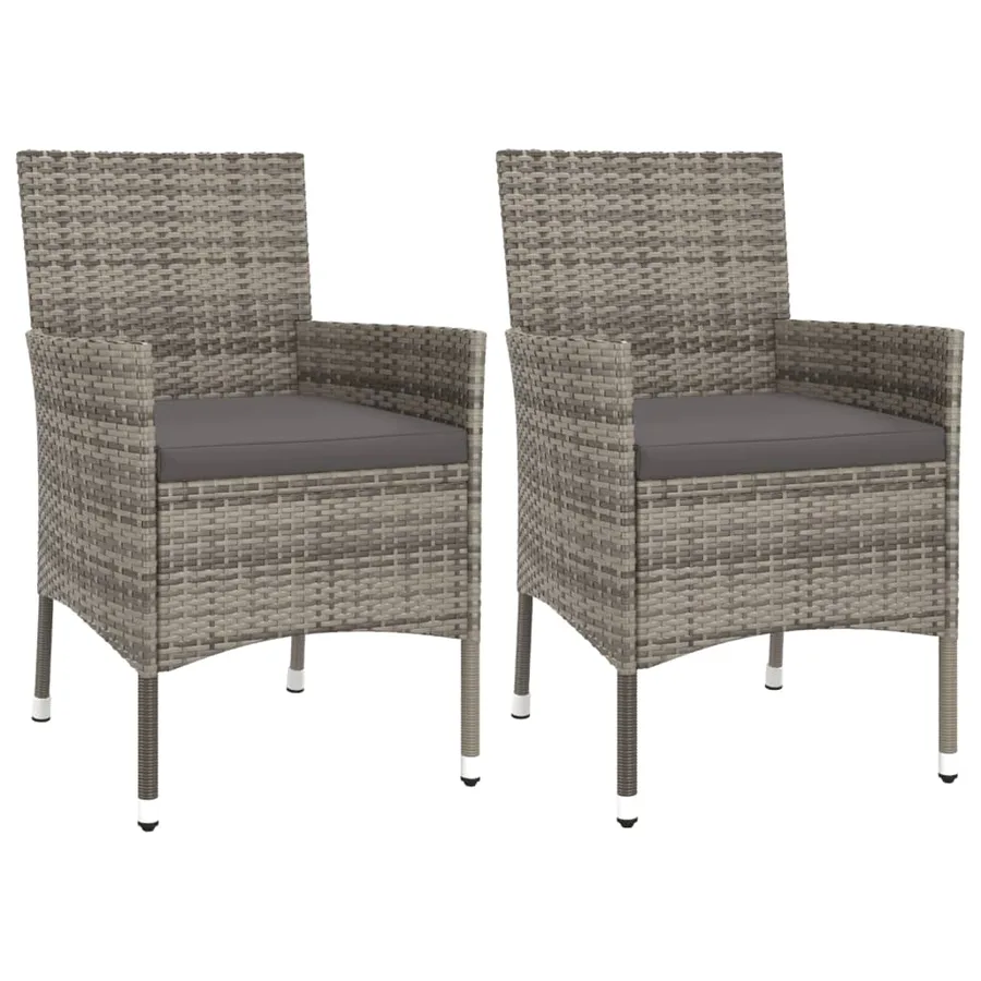 Ensemble à manger de jardin 3 pcs coussins gris résine tressée - 4