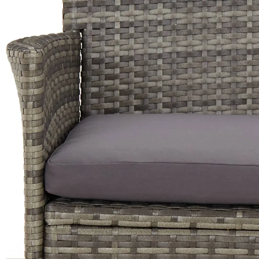 Ensemble à manger de jardin 3 pcs coussins gris résine tressée - 6