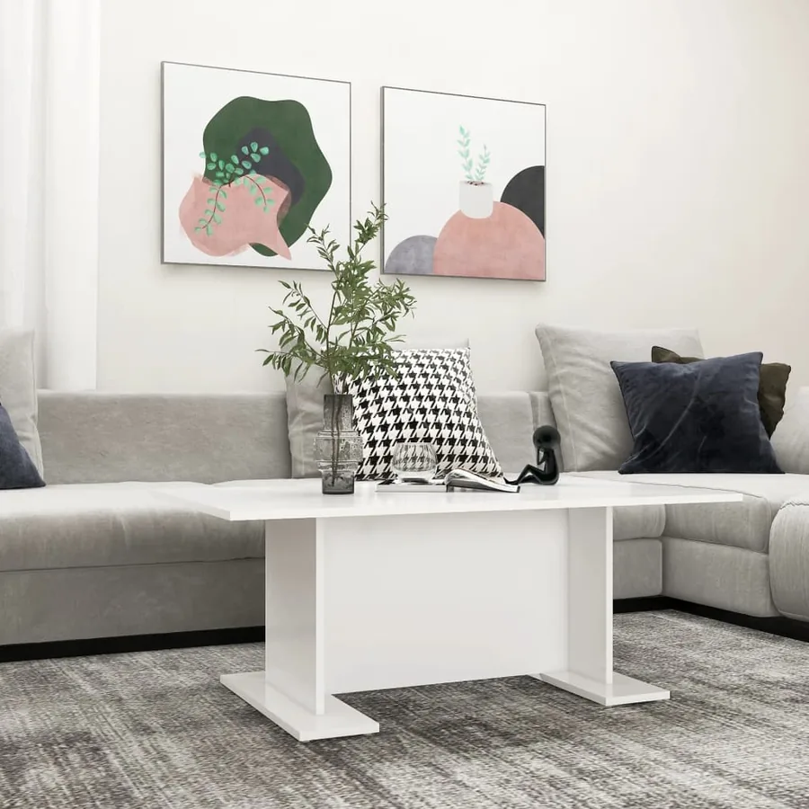 Table basse blanc 103,5x60x40 cm bois d'ingénierie
