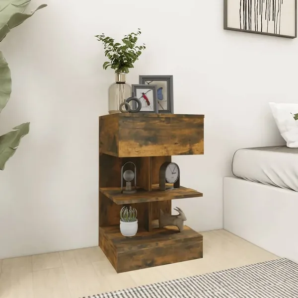Tables de chevet 2 pcs chêne fumé 40x35x65 cm bois d’ingénierie