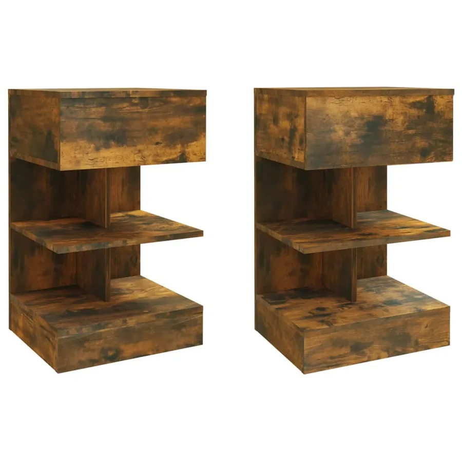 Tables de chevet 2 pcs chêne fumé 40x35x65 cm bois d’ingénierie - 2