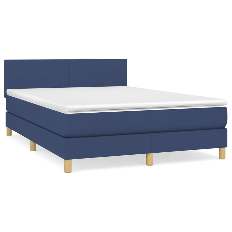 Sommier à lattes de lit avec matelas Bleu 140x200 cm Tissu - 2