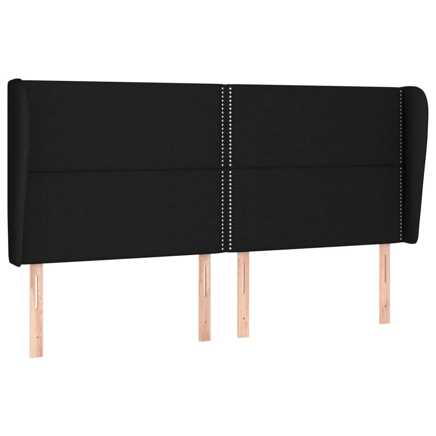 Tête de lit avec oreilles Noir 183x23x118/128 cm Tissu - 2
