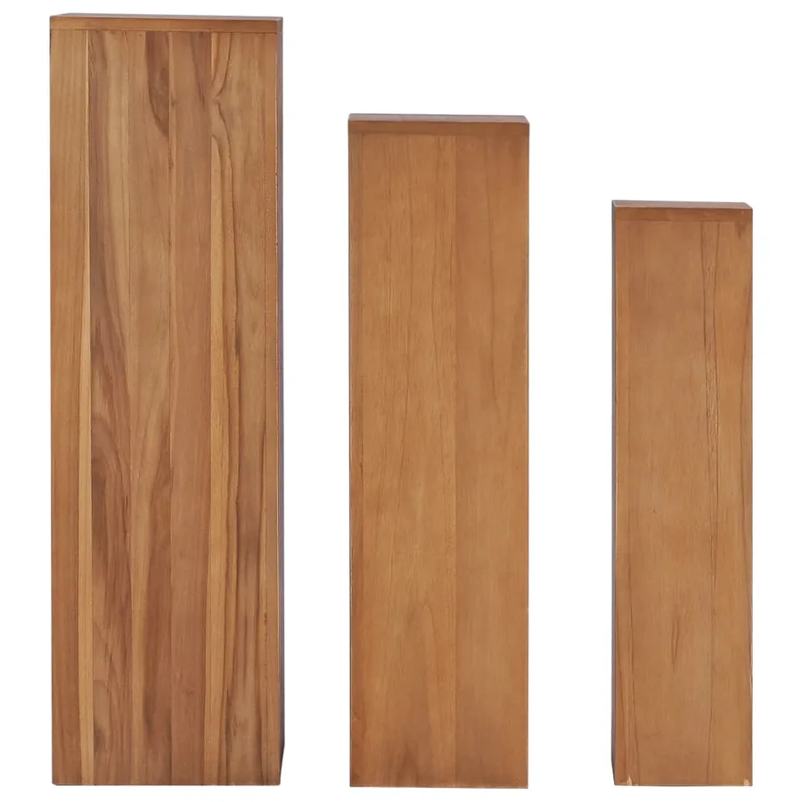 Ensemble de supports de plantes 3 pcs Bois de teck solide - 2