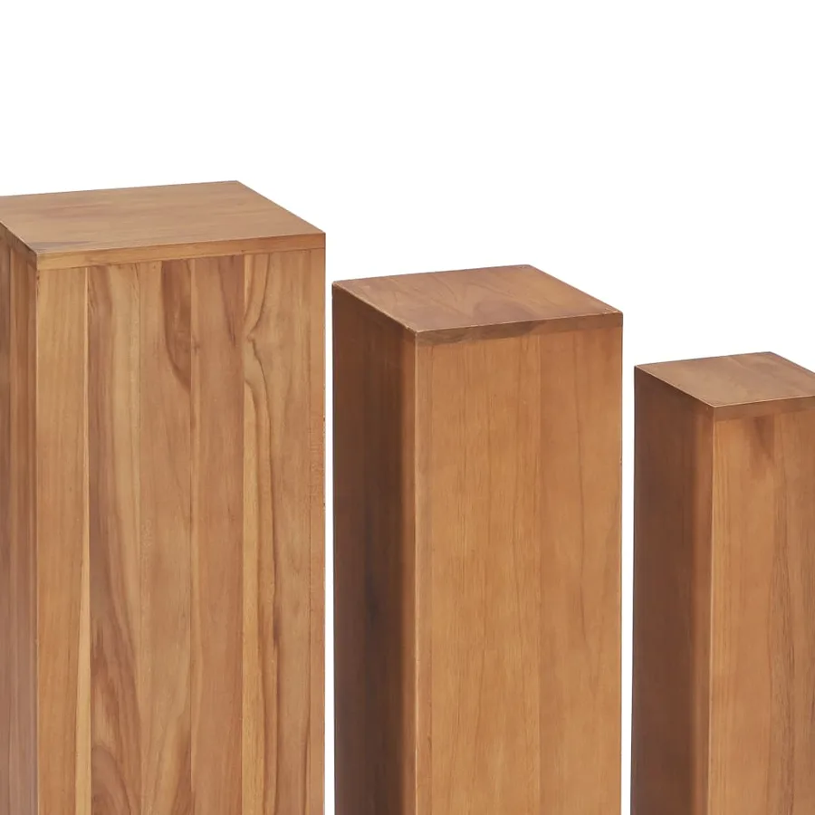 Ensemble de supports de plantes 3 pcs Bois de teck solide - 4