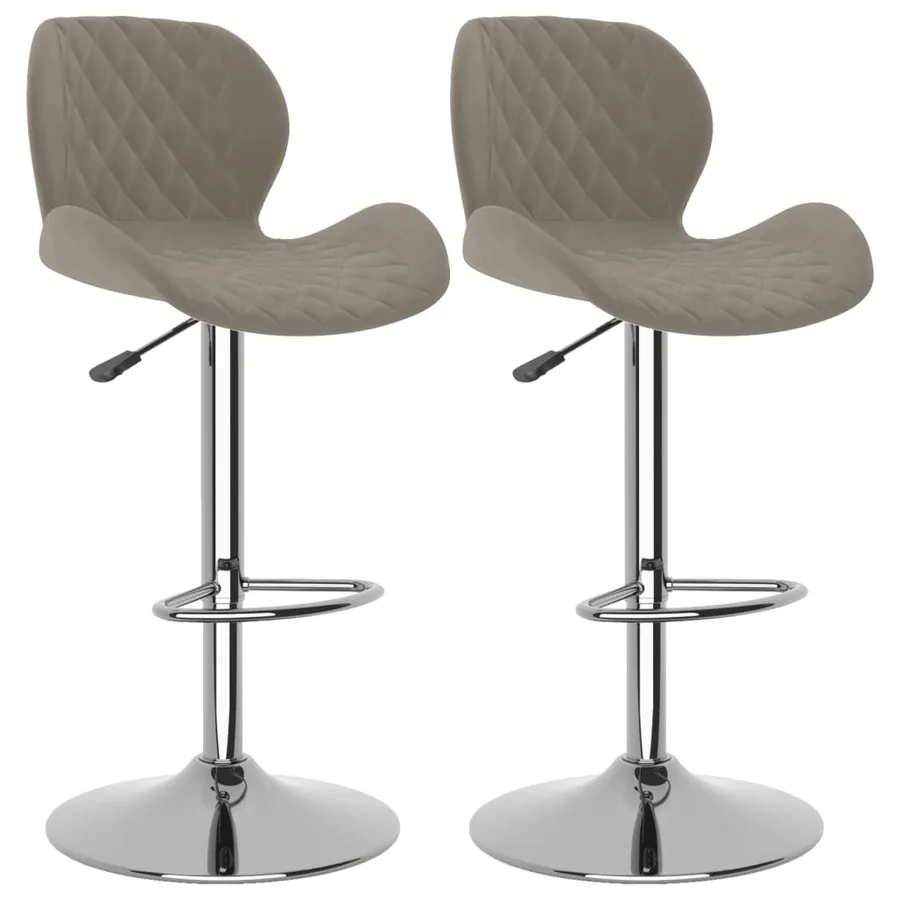 Tabourets de bar lot de 2 gris clair velours - 2