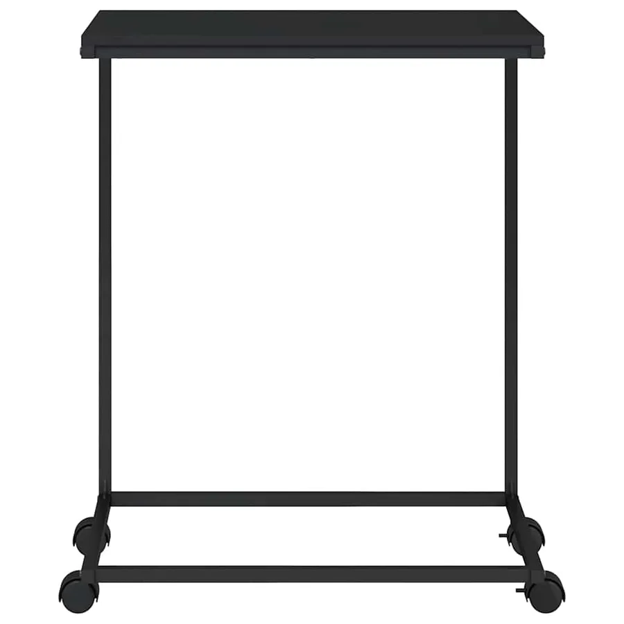 Table d'appoint avec roues noir 55x35x70 cm bois d'ingénierie - 4