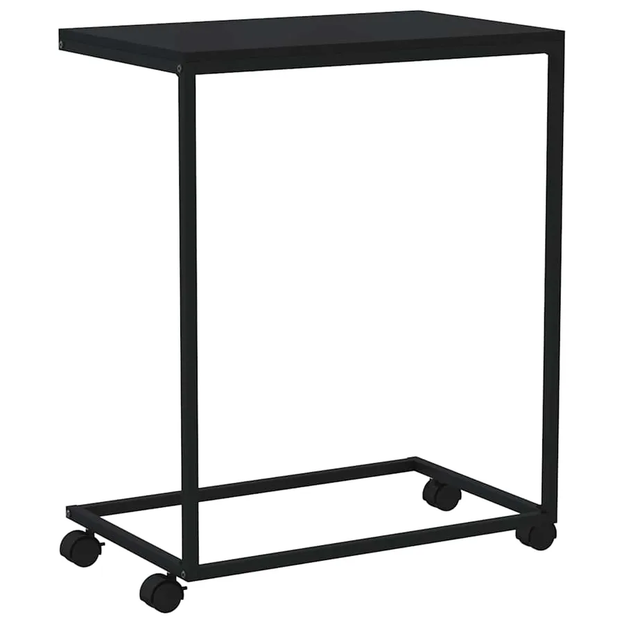 Table d'appoint avec roues noir 55x35x70 cm bois d'ingénierie - 6