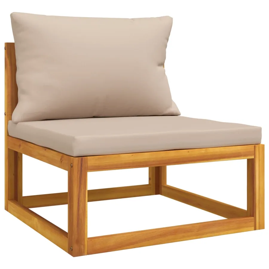 Salon de jardin 6 pcs avec coussins taupe bois massif - 5