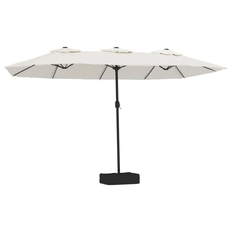 Parasol de jardin à double tête avec LED blanc sable 449x265 cm - 2