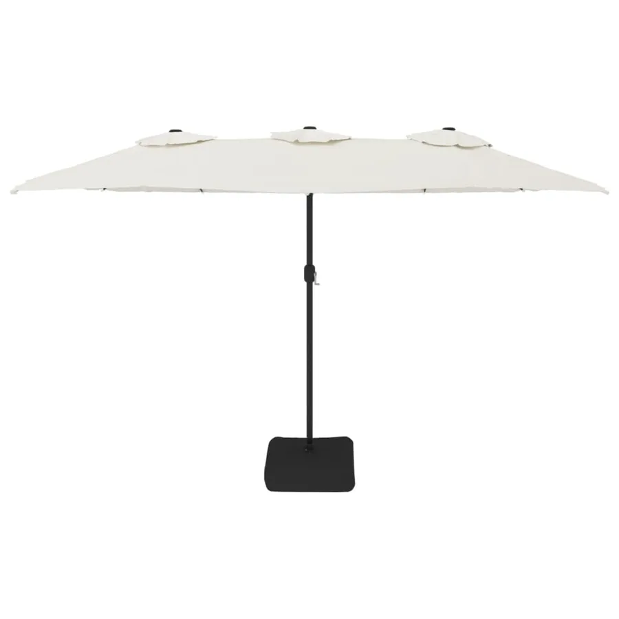 Parasol de jardin à double tête avec LED blanc sable 449x265 cm - 4
