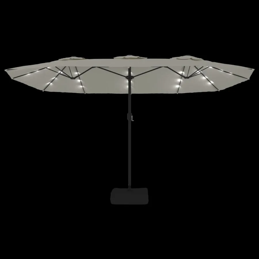 Parasol de jardin à double tête avec LED blanc sable 449x265 cm - 6