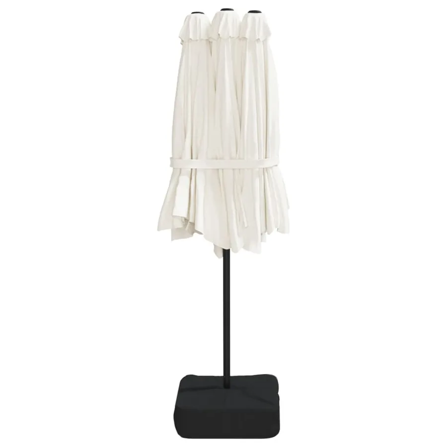 Parasol de jardin à double tête avec LED blanc sable 449x265 cm - 7