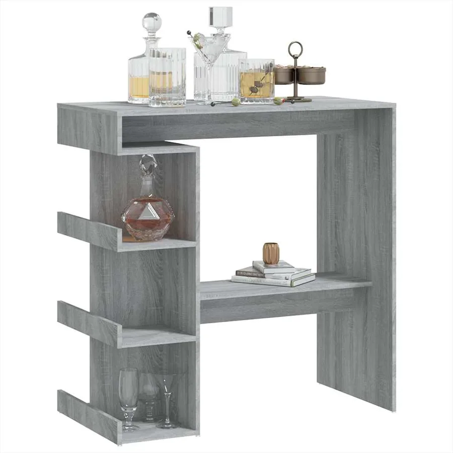 Table de bar et étagère de rangement Sonoma gris 100x50x101,5cm - 4