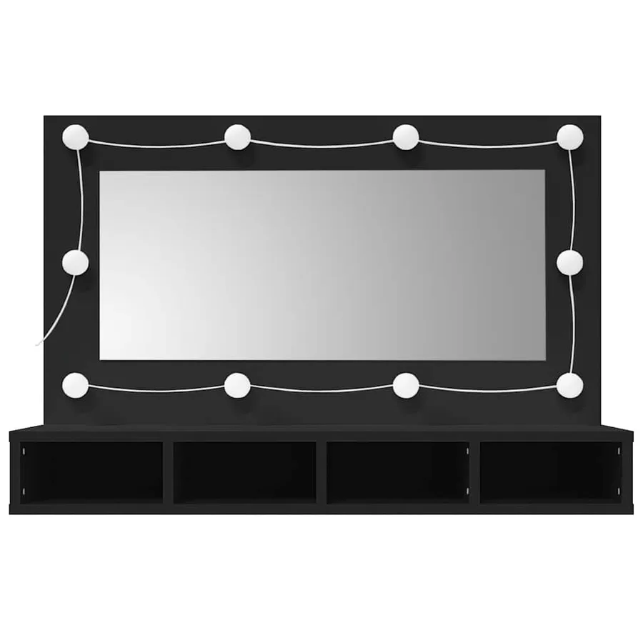 Armoire à miroir avec LED noir 90x31,5x62 cm - 6